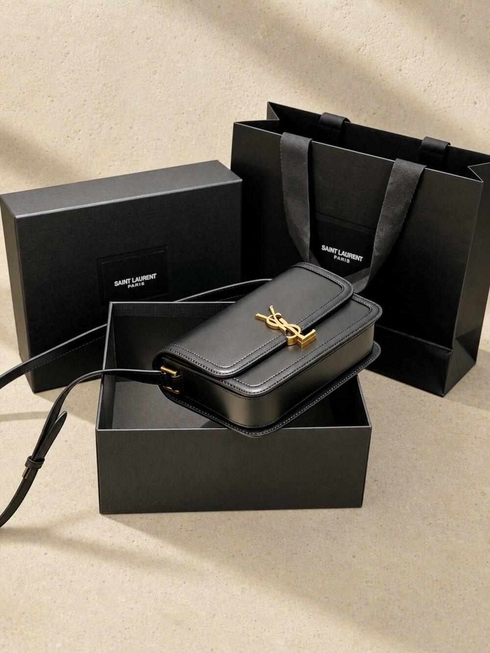 Yves Saint Laurent Solferino Medium Black Calfskin Shoulder Bag - Picture 6 of 6